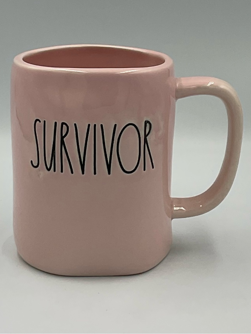 Rae Dunn Artisan Collection Pink Cancer "Survivor" Ceramic Coffee Mug Butterfly